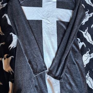 omighty Light Gray Long Sleeve Tunic with Cross Tag